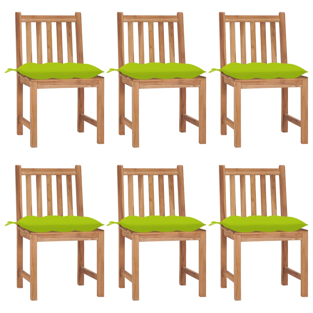 Cadeiras de jardim 6 pcs c/ almofadões madeira de teca maciça