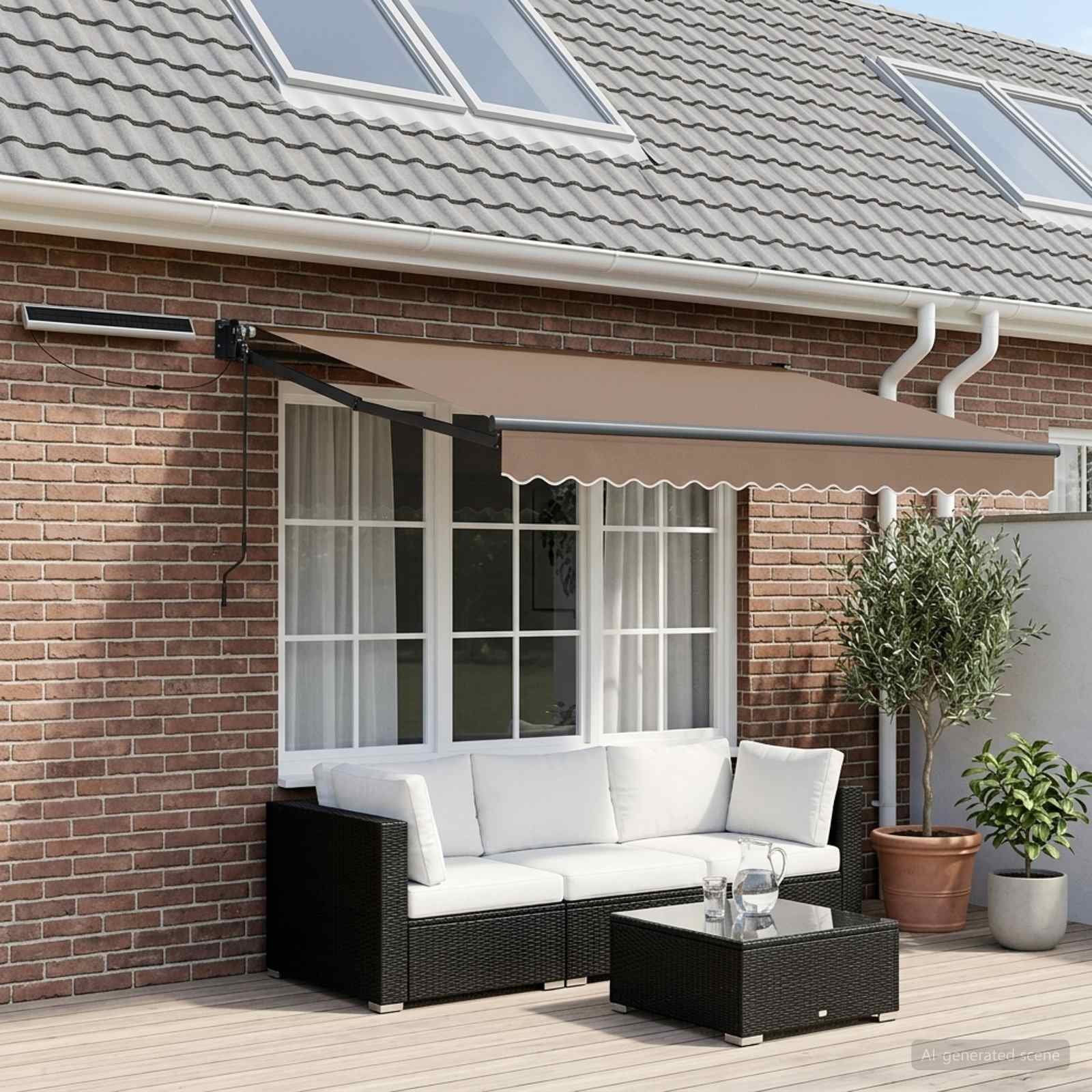 Toldo retrátil elétrico cinzento-acastanhado