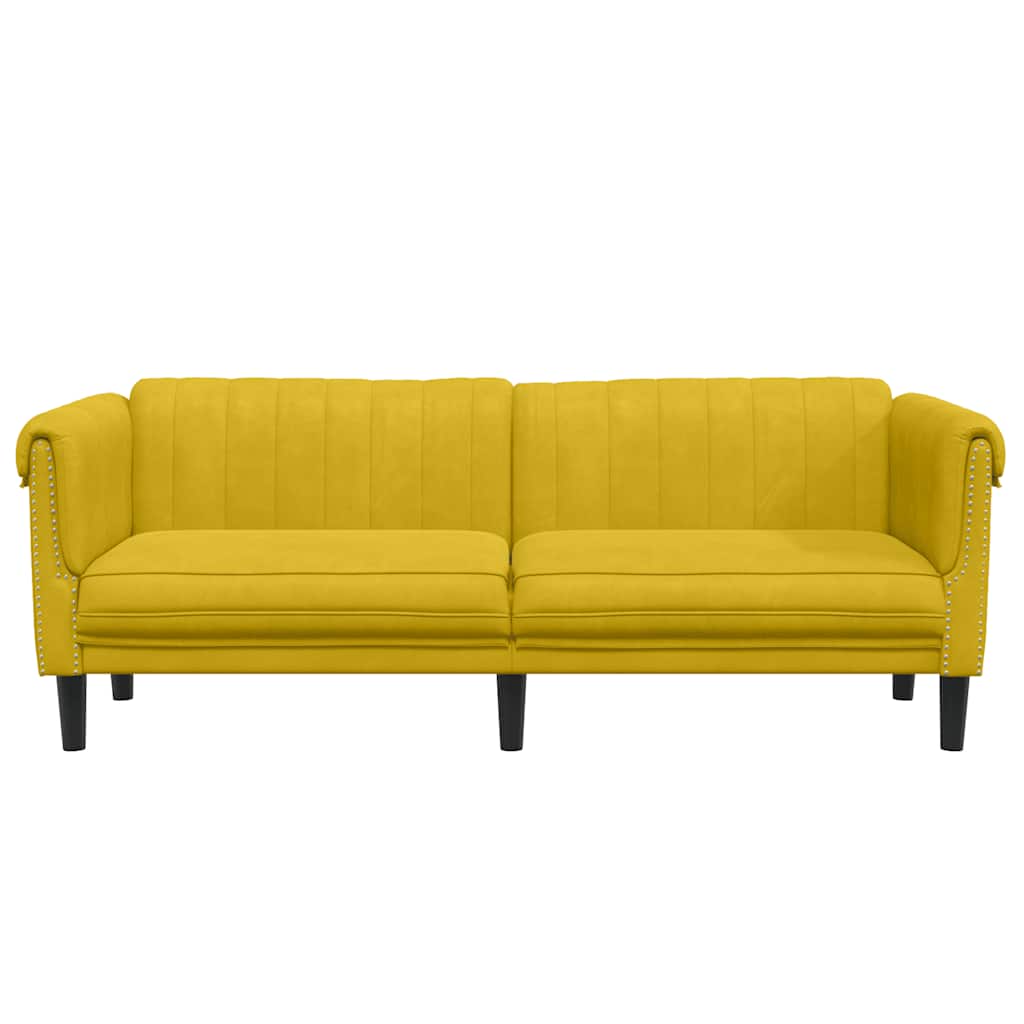 Sofá de 3 lugares veludo amarelo