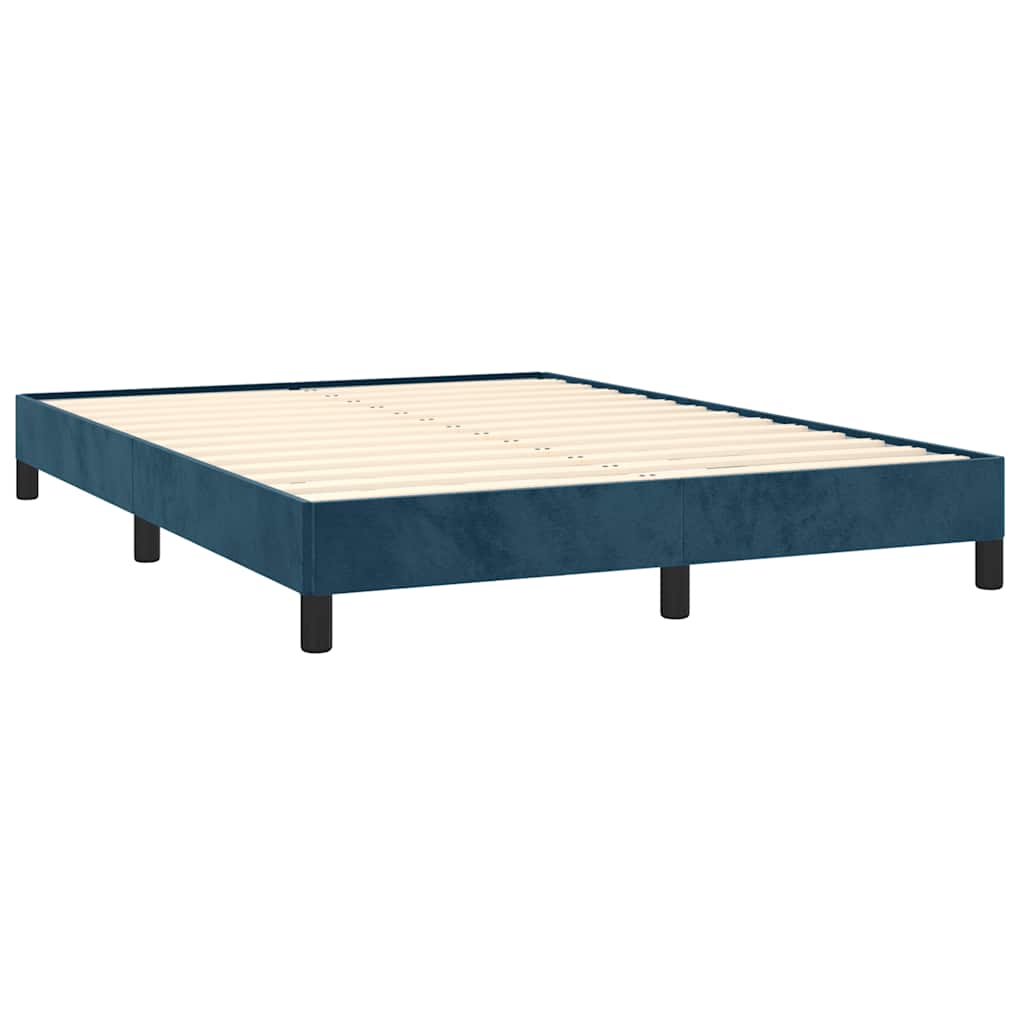 Estrutura de cama sem colchão 140x200 cm veludo azul-escuro
