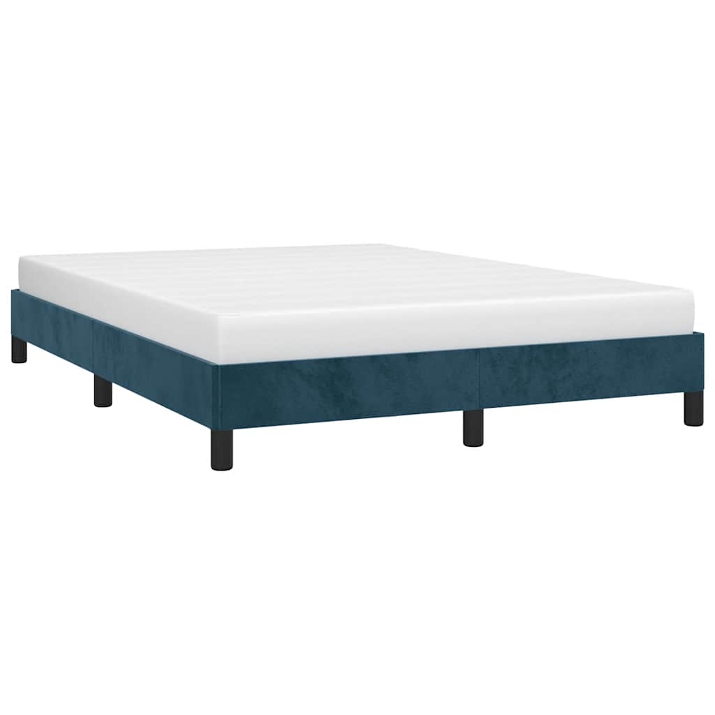 Estrutura de cama sem colchão 140x200 cm veludo azul-escuro
