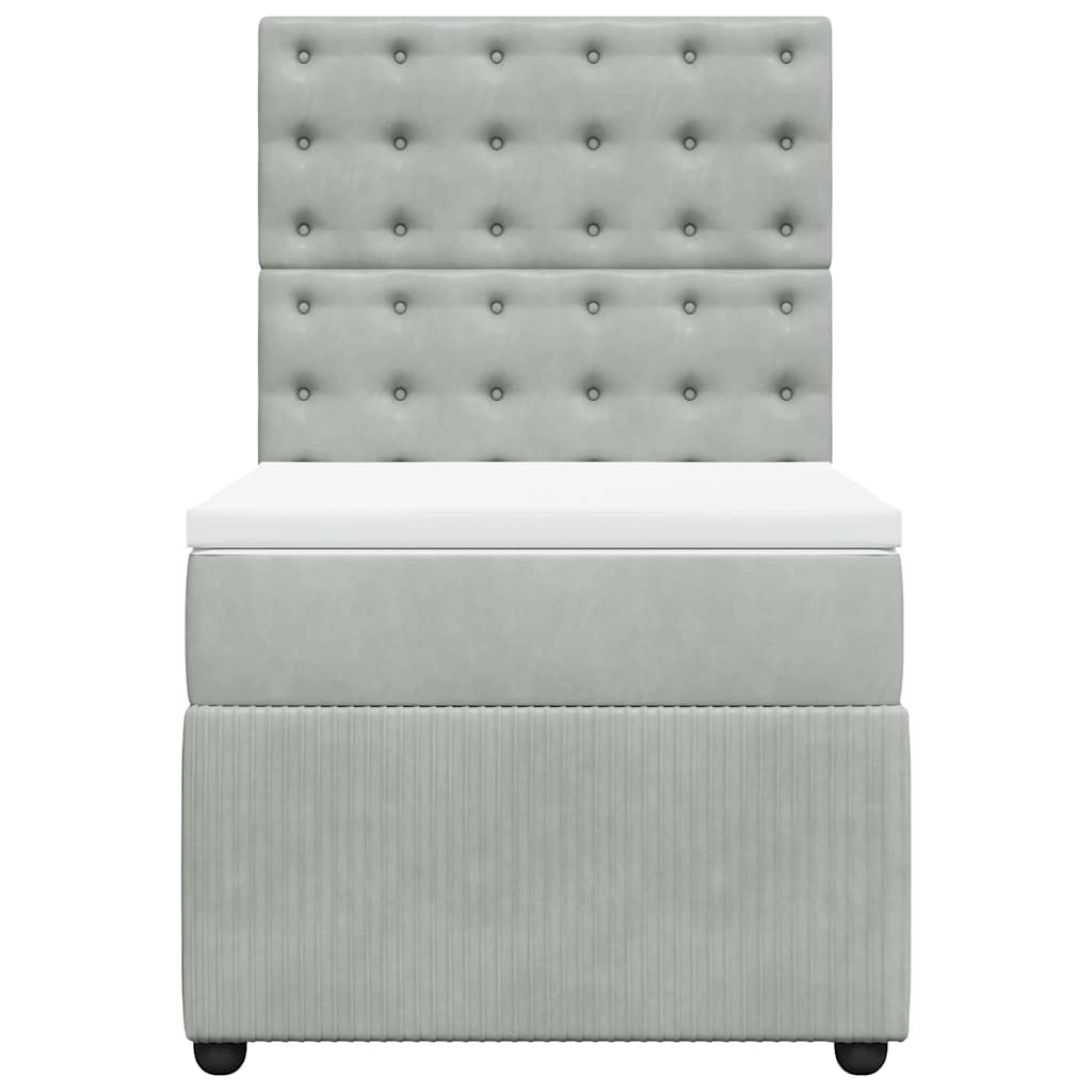 Cama com molas/colchão 90x200 cm veludo cinza-claro
