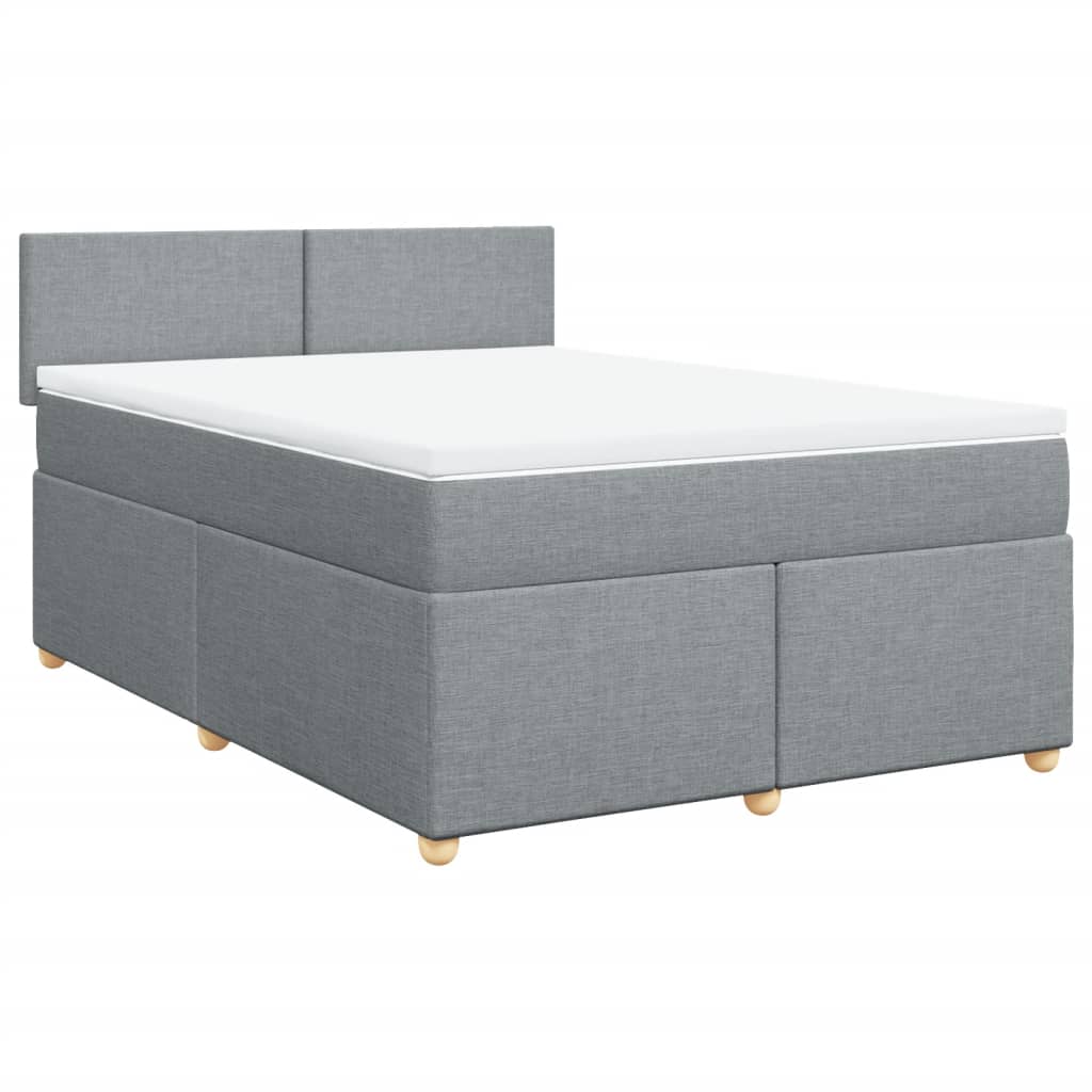 Cama com molas/colchão 140x190 cm tecido cinzento-claro