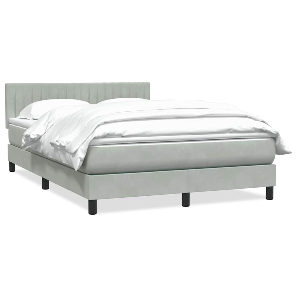 Cama com molas/colchão 160x210 cm veludo cinzento-claro