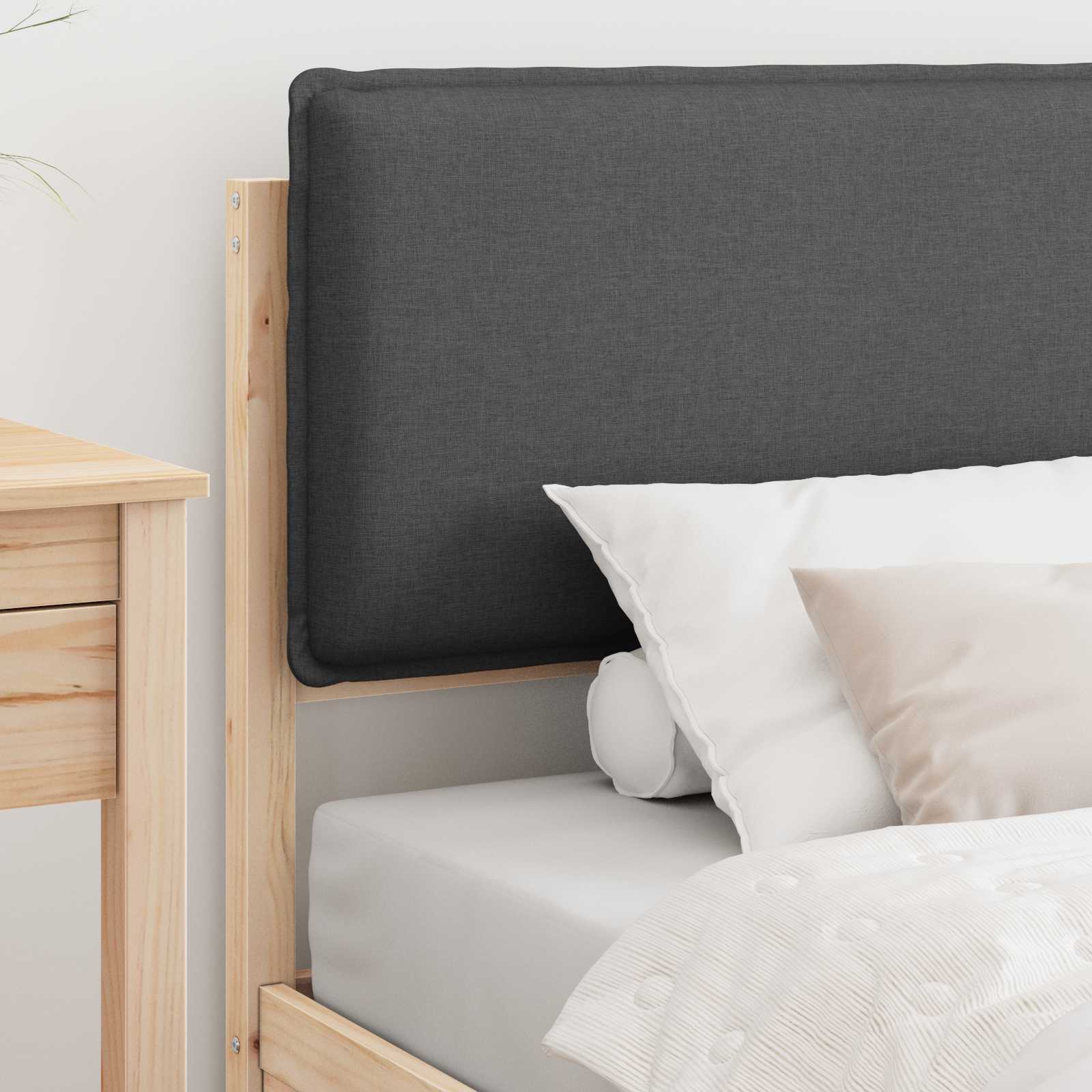 Estrutura de cama com cabeceira estofada cinza escuro