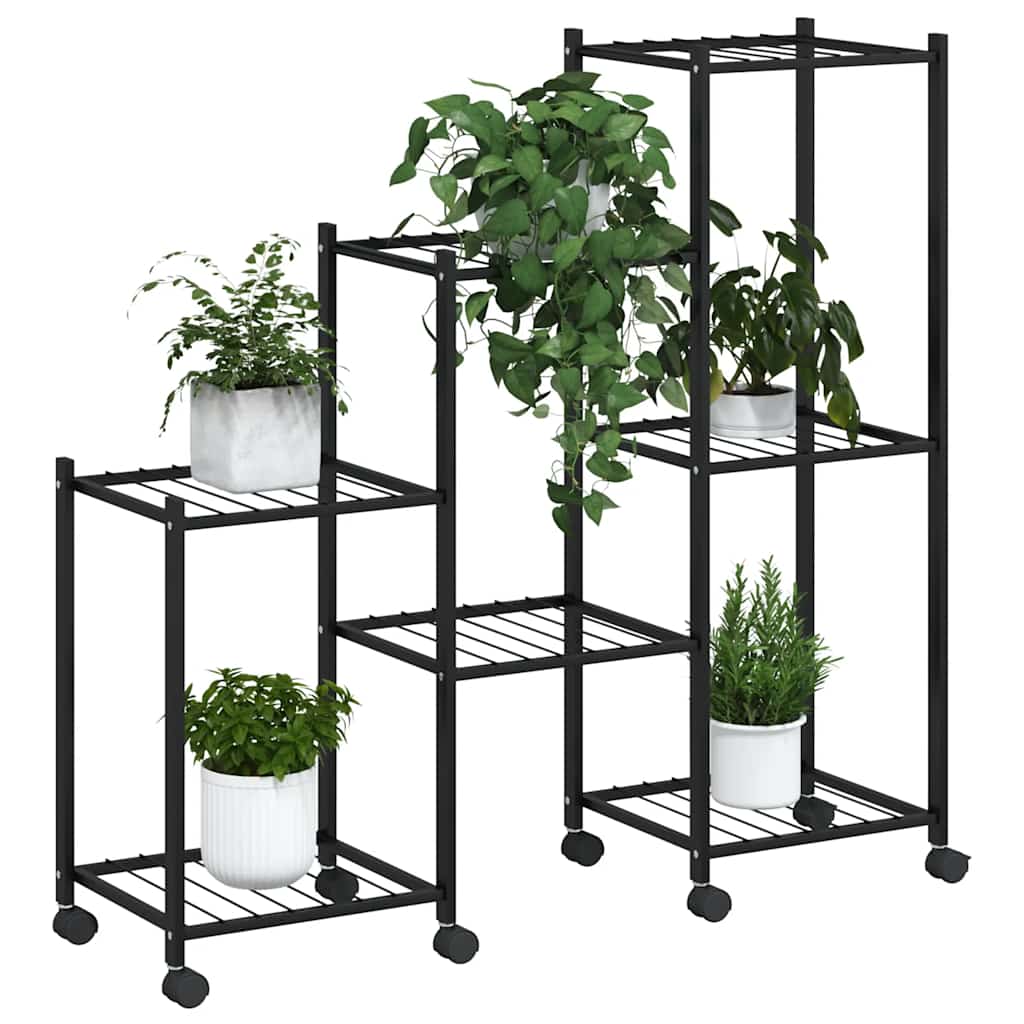 Suporte de vasos c/ rodas 83x25x83,5 cm ferro preto