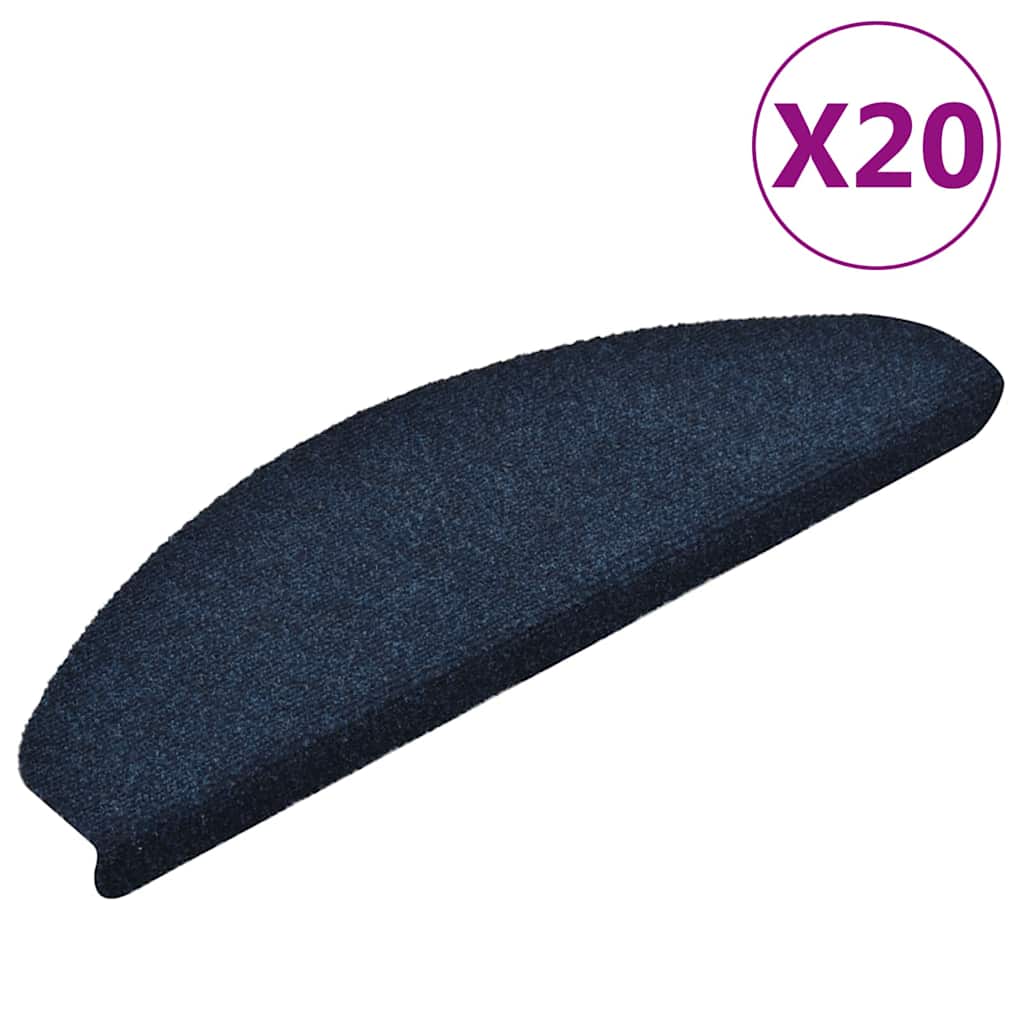 Tapetes de escada autoadesivos 20 peças 65x21x4 cm azul marinho semicircular grande