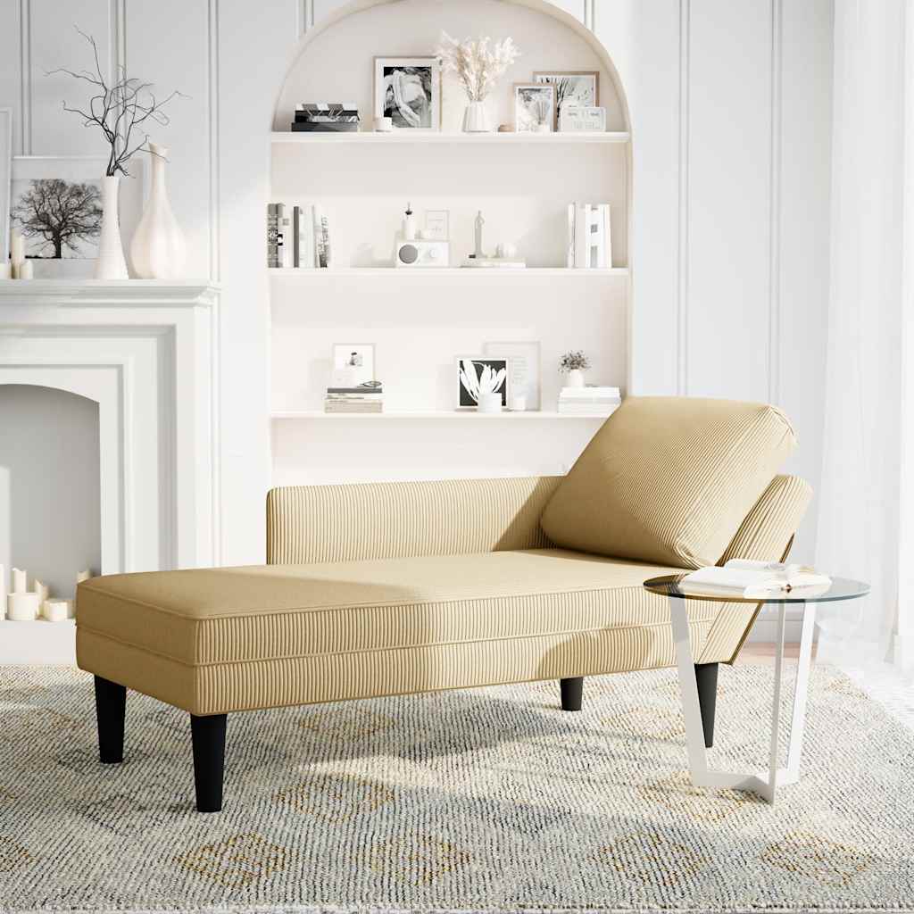 Chaise lounge com almofada tecido corduroy verde cinzento