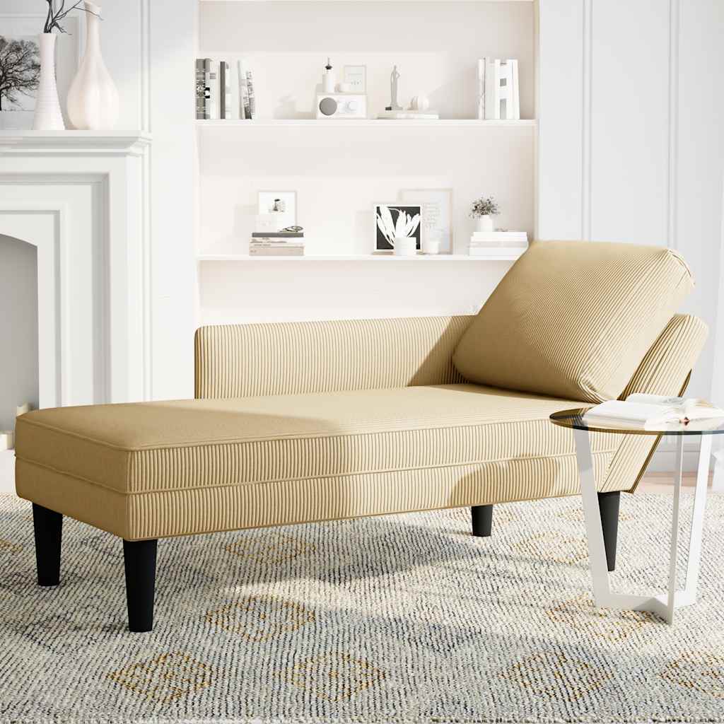 Chaise lounge com almofada tecido corduroy verde cinzento