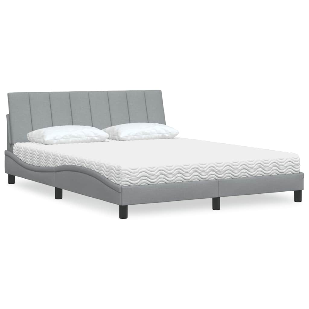 Cama com colchão hanko 160x200 cm tecido cinzento-claro