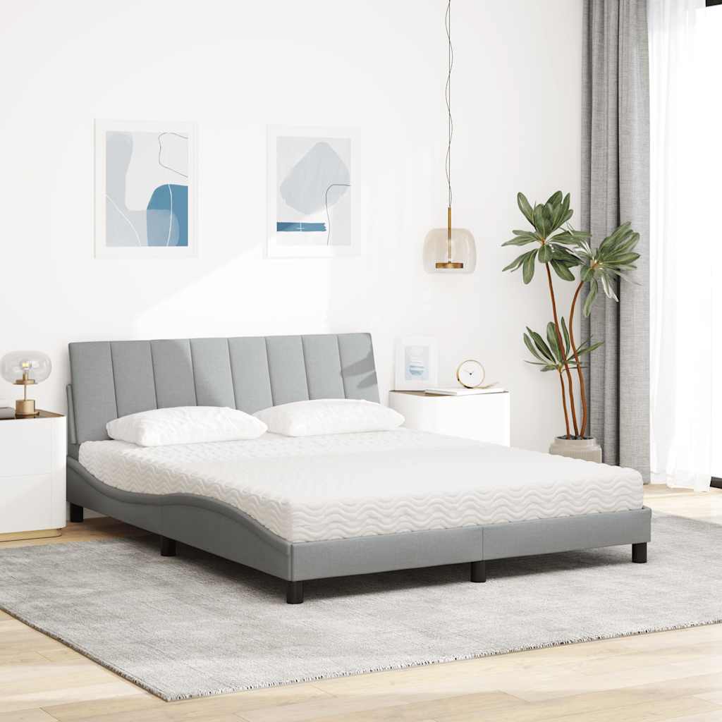 Cama com colchão hanko 160x200 cm tecido cinzento-claro