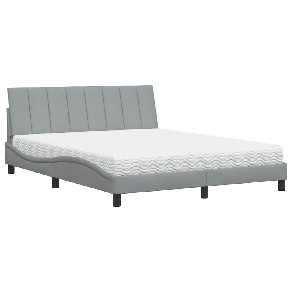 Cama com colchão hanko 160x200 cm tecido cinzento-claro