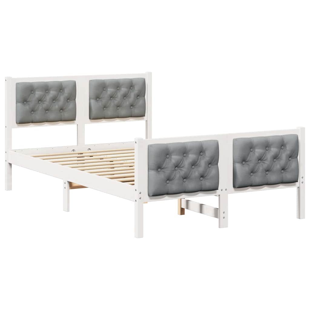 Estrutura da cama com cabeceira cinzento-claro 135 x 190 cm
