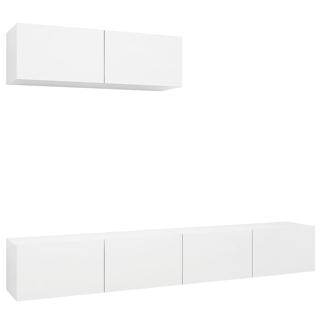 Móveis de TV 3 pcs derivados de madeira branco