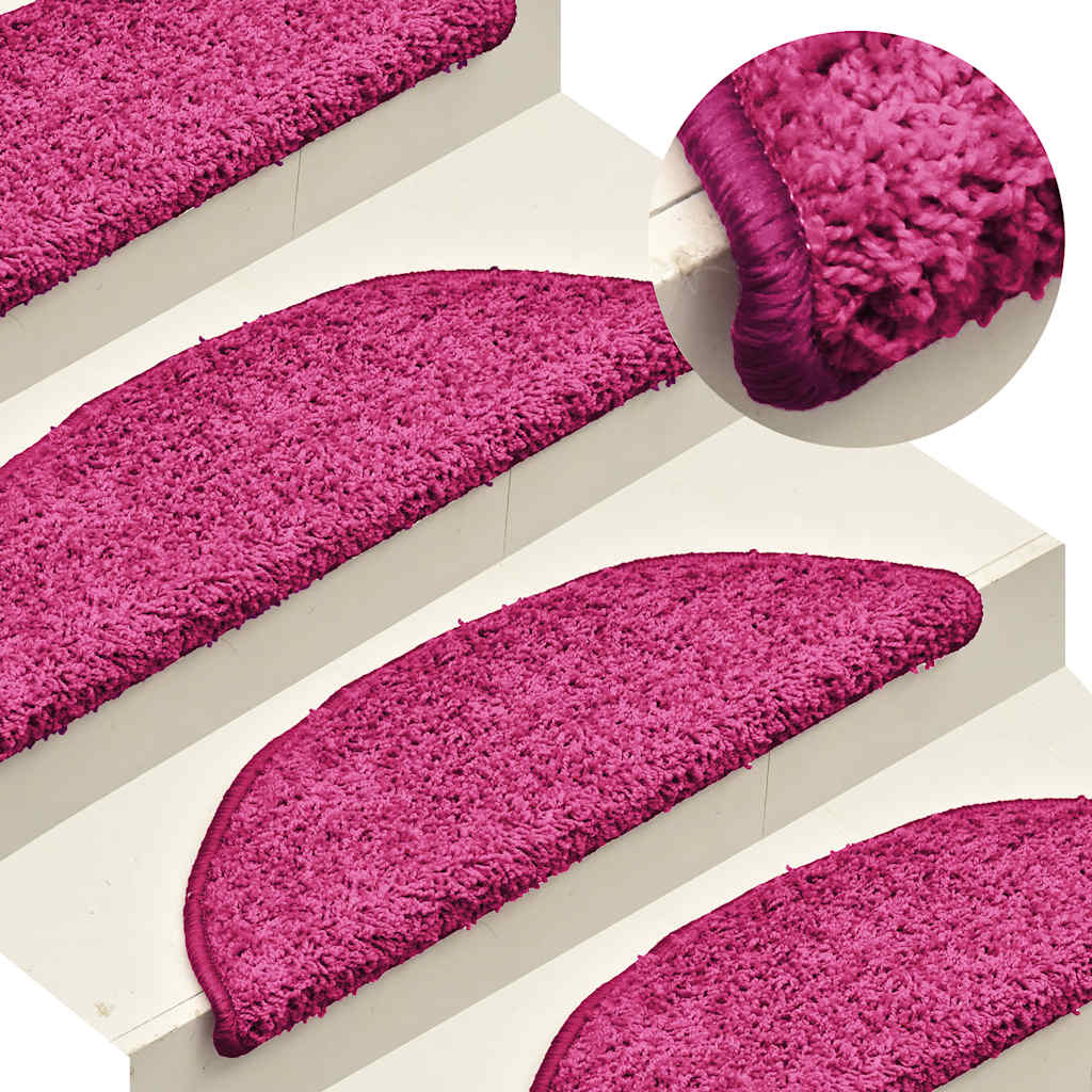 Tapetes de escada 30 peças 56x17x3 cm rosa semicircular