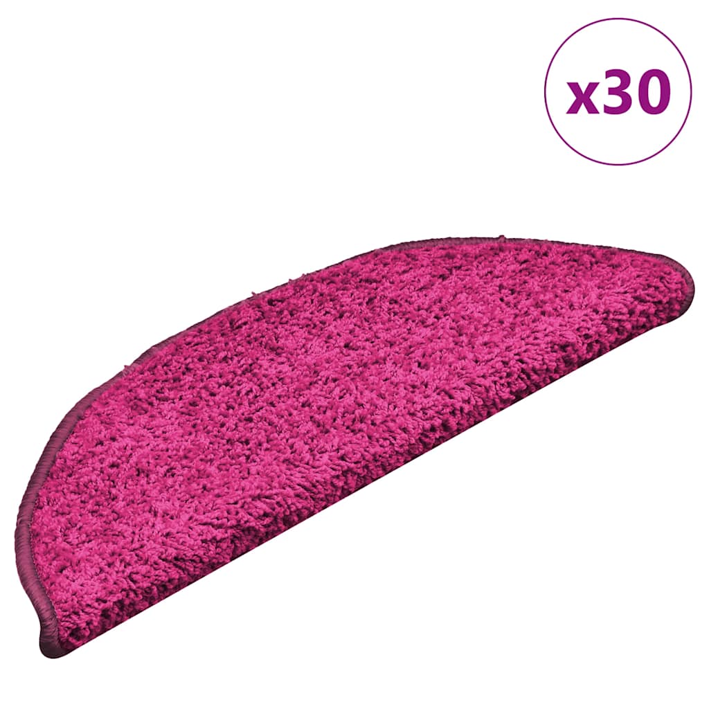 Tapetes de escada 30 peças 56x17x3 cm rosa semicircular