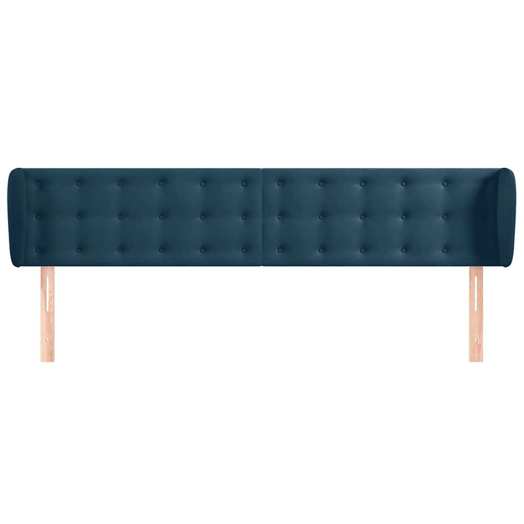 Cabeceira de cama c/ abas veludo 183x23x78/88cm azul-escuro