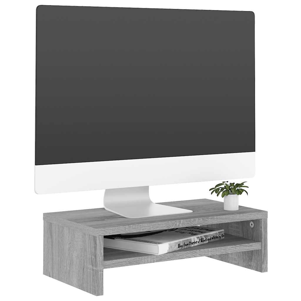 Suporte monitor 42x24x13cm derivados de madeira cinzento sonoma