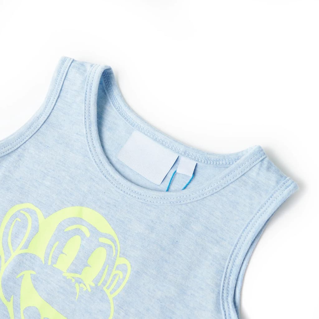 T-shirt de manga cava para criança azul-suave 128