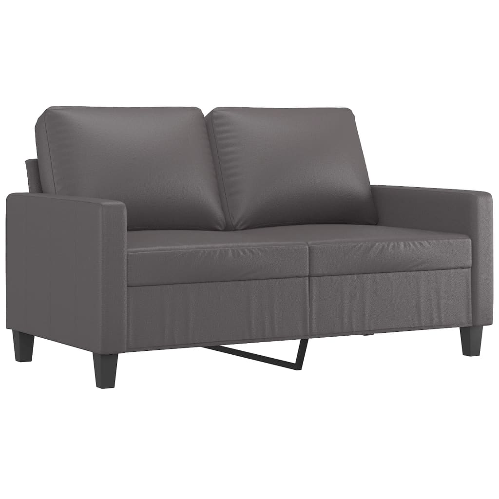 3 Pcs conjunto de sofás c/ almofadões couro artificial cinzento