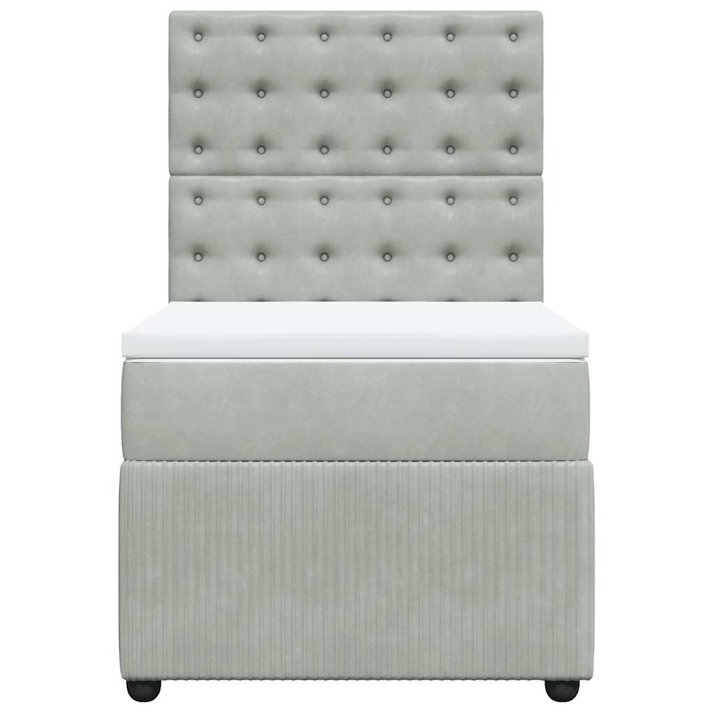 Cama com molas/colchão 90x190 cm veludo cinza-claro