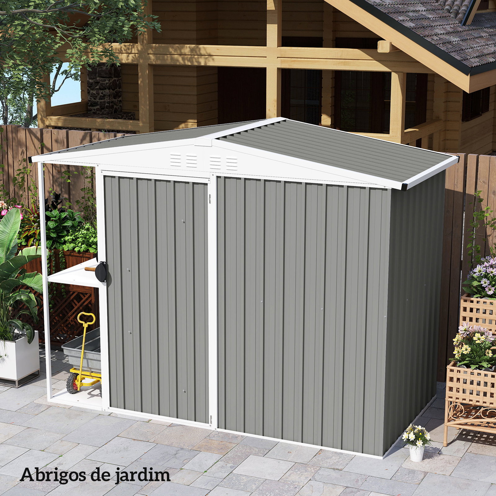Conjunto de 12 painéis para teto de aço galvanizado chapas perfiladas de teto 7m² para abrigo de ferramentas 129x45 cm cinzento claro