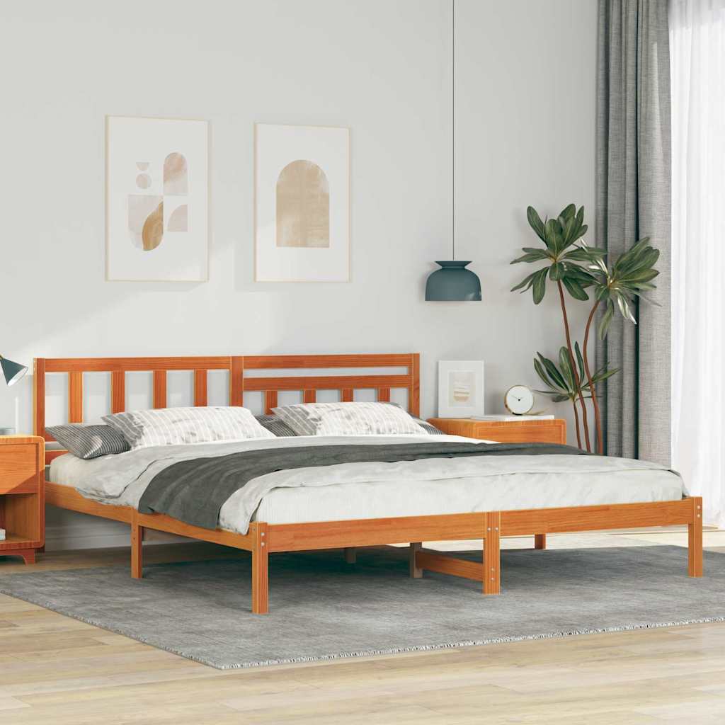 Estrutura da cama com cabeceira marrom cera 180 x 200 cm