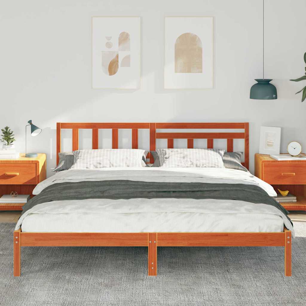 Estrutura da cama com cabeceira marrom cera 180 x 200 cm