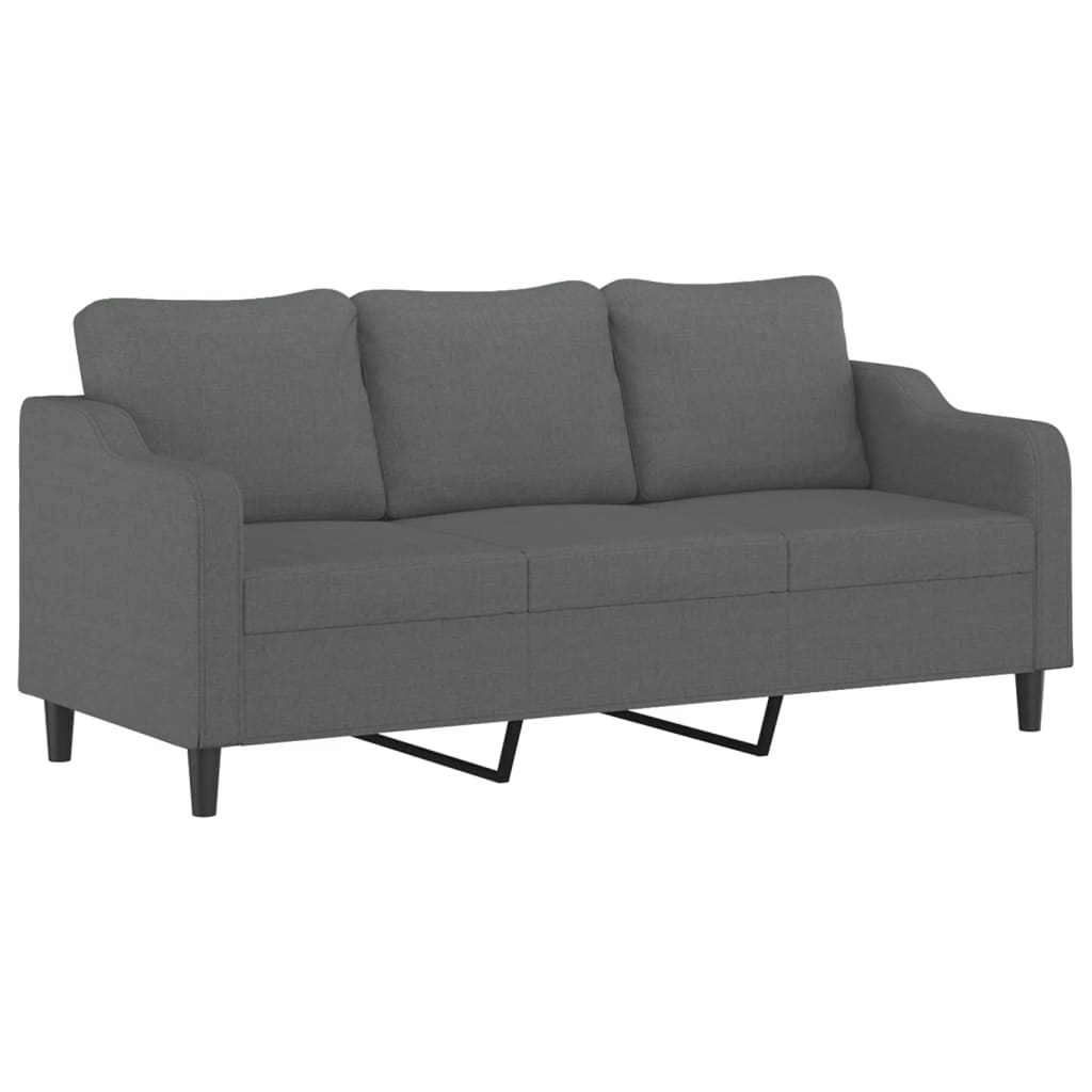 3 Pcs conjunto de sofás com almofadas tecido cinzento-escuro