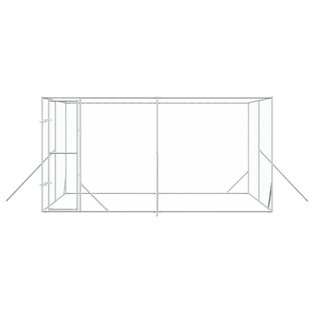 Canil de exterior 4x4x2 m aço galvanizado prateado