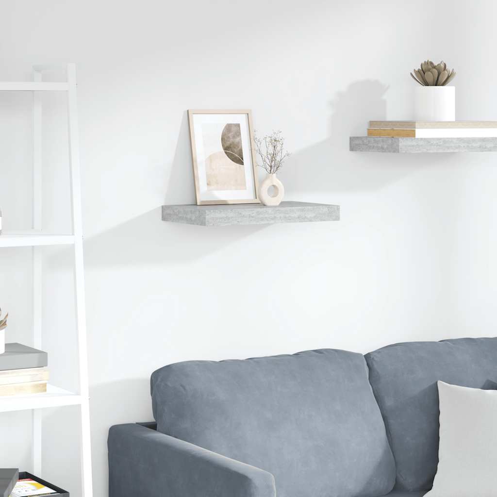Prateleira de parede suspensa 40x23,5x3,8 cm MDF cinzento-cimento