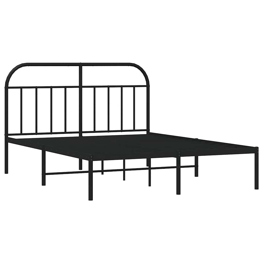 Estrutura de cama com cabeceira 140x200 cm metal preto