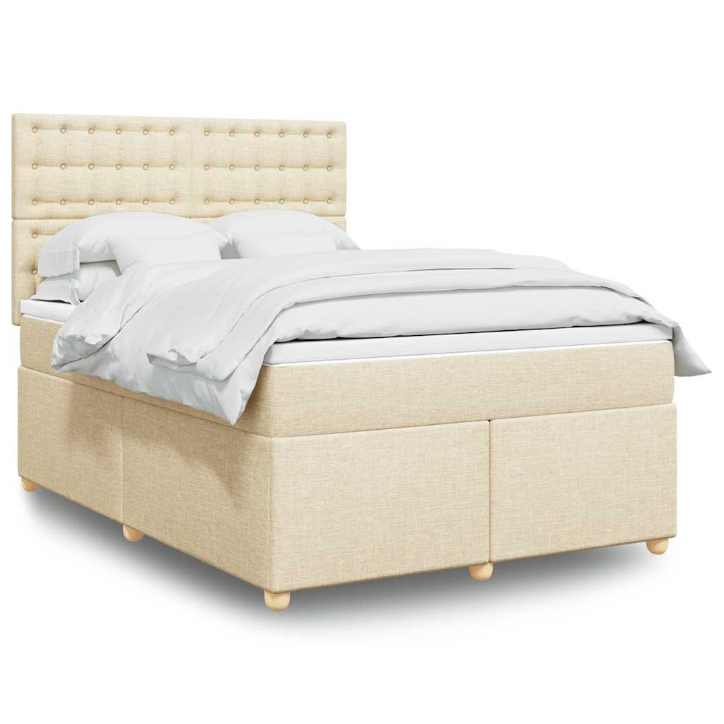 Cama com molas/colchão 140x190 cm tecido cor creme