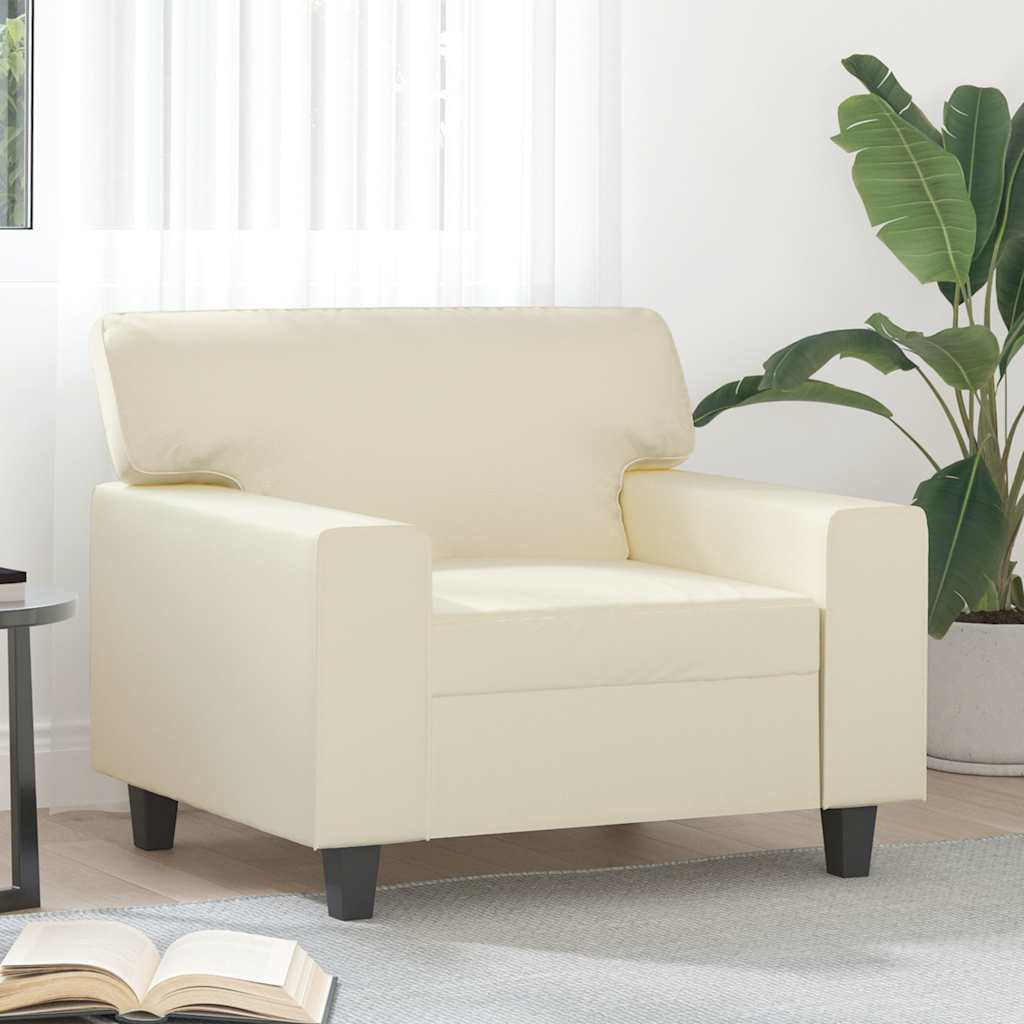 Poltrona 60 cm couro artificial creme