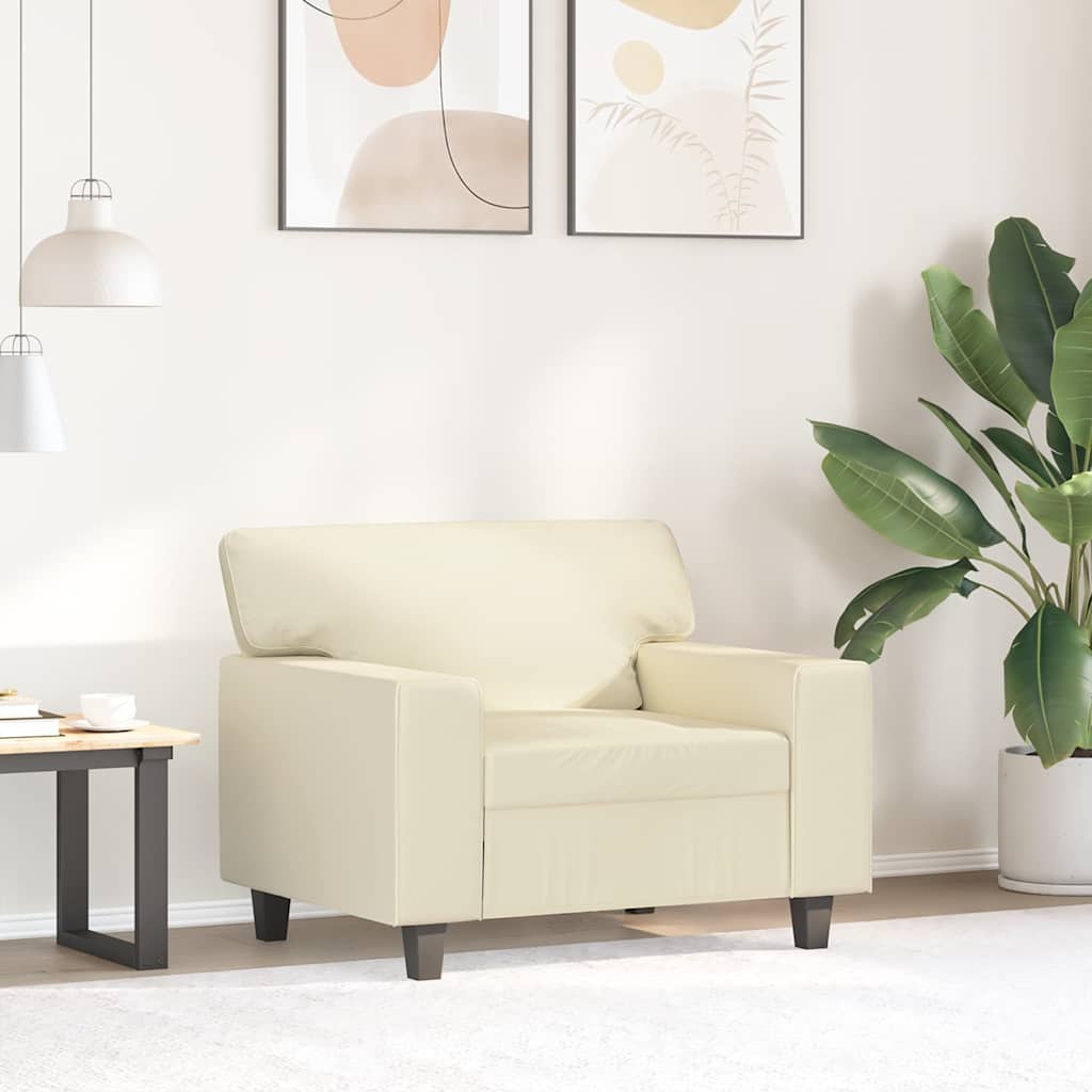 Poltrona 60 cm couro artificial creme