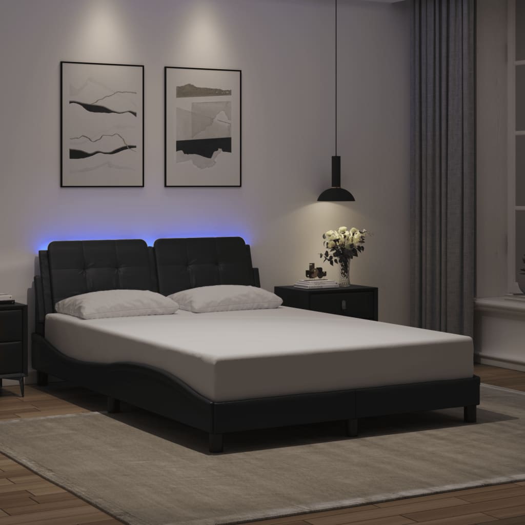 Estrutura de cama com LED sem colchão zadar 140x200cm preto