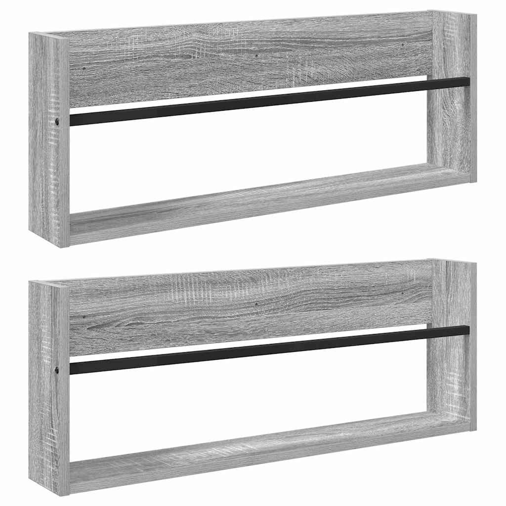 Estante de revistas 2 unid. cinza sonoma 80 x 12 x 30 cm
