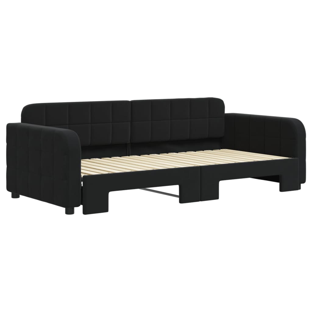 Sofá-cama com gavetão 90x190 cm veludo preto