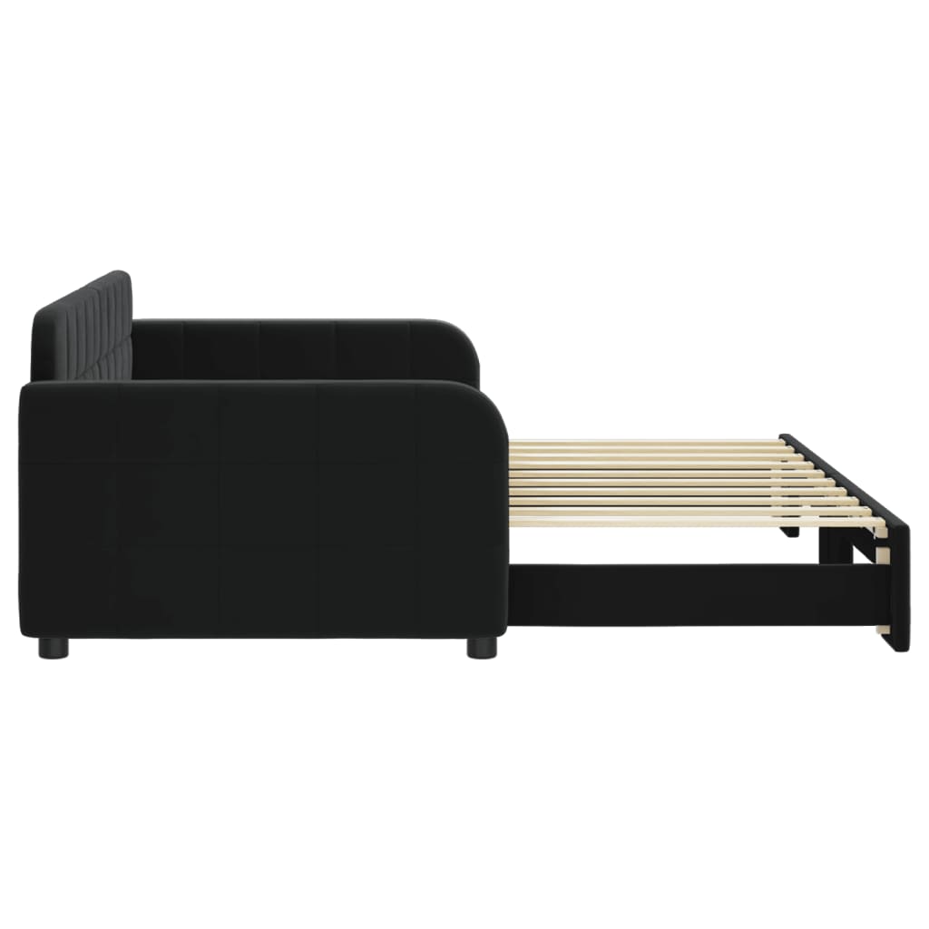 Sofá-cama com gavetão 90x190 cm veludo preto