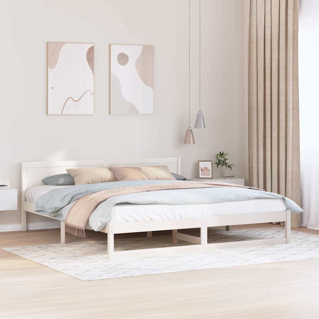 Estrutura da cama com cabeceira branco 200 x 200 cm
