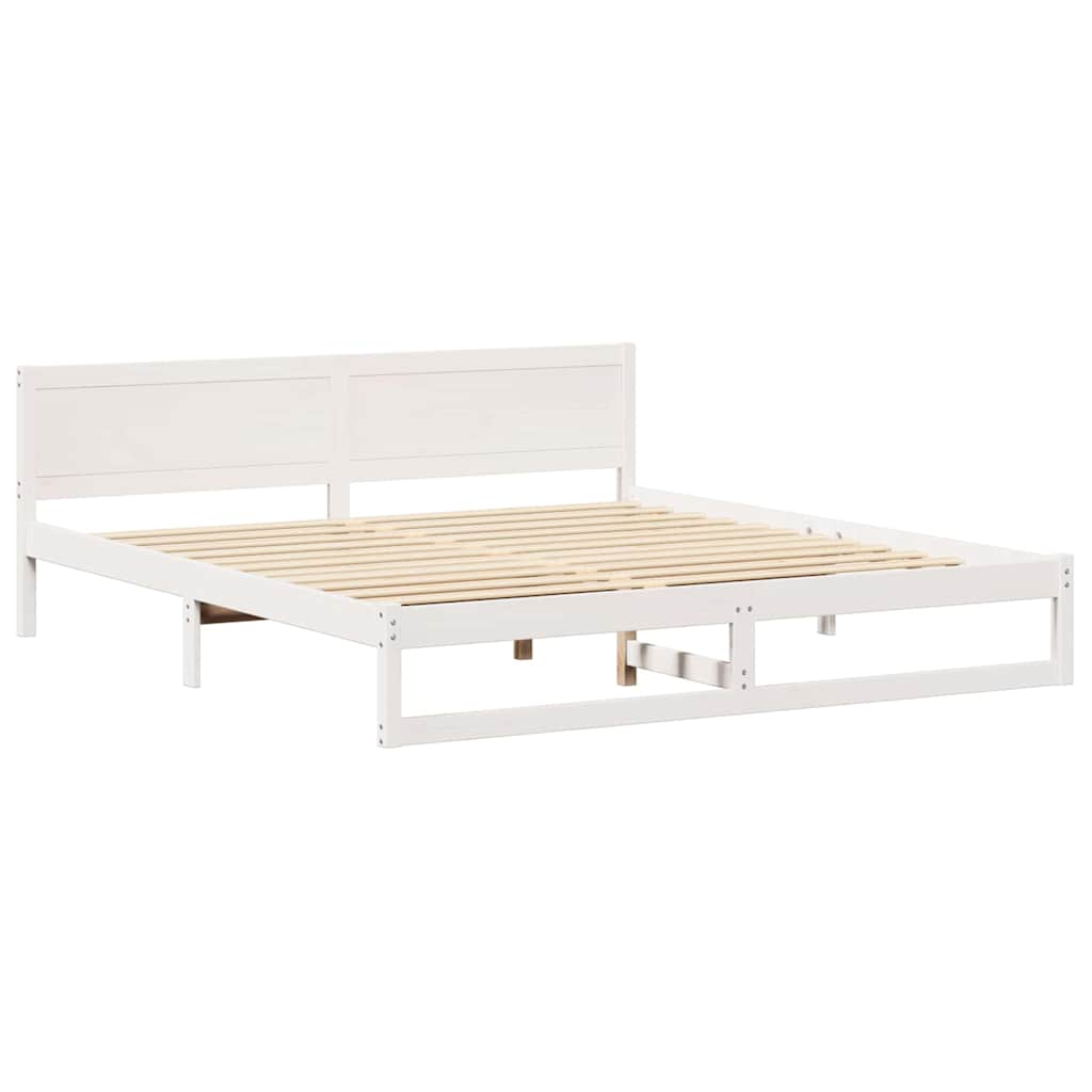 Estrutura da cama com cabeceira branco 200 x 200 cm
