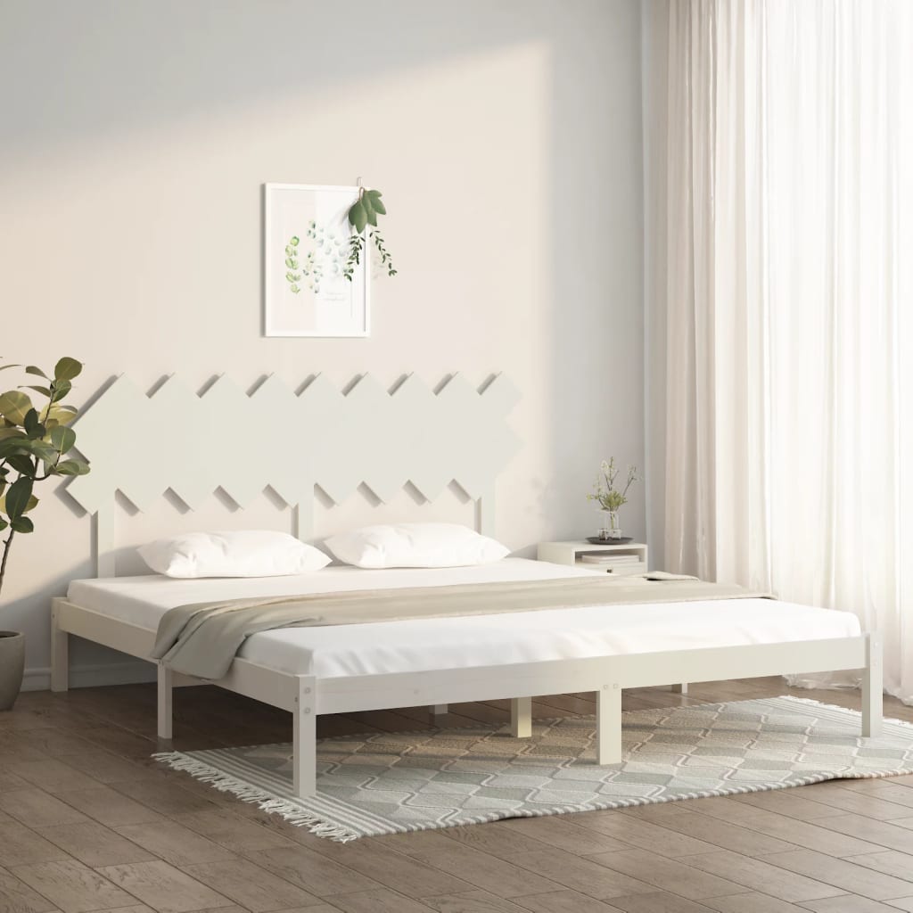 Estrutura de cama super king 180x200 cm madeira maciça branco