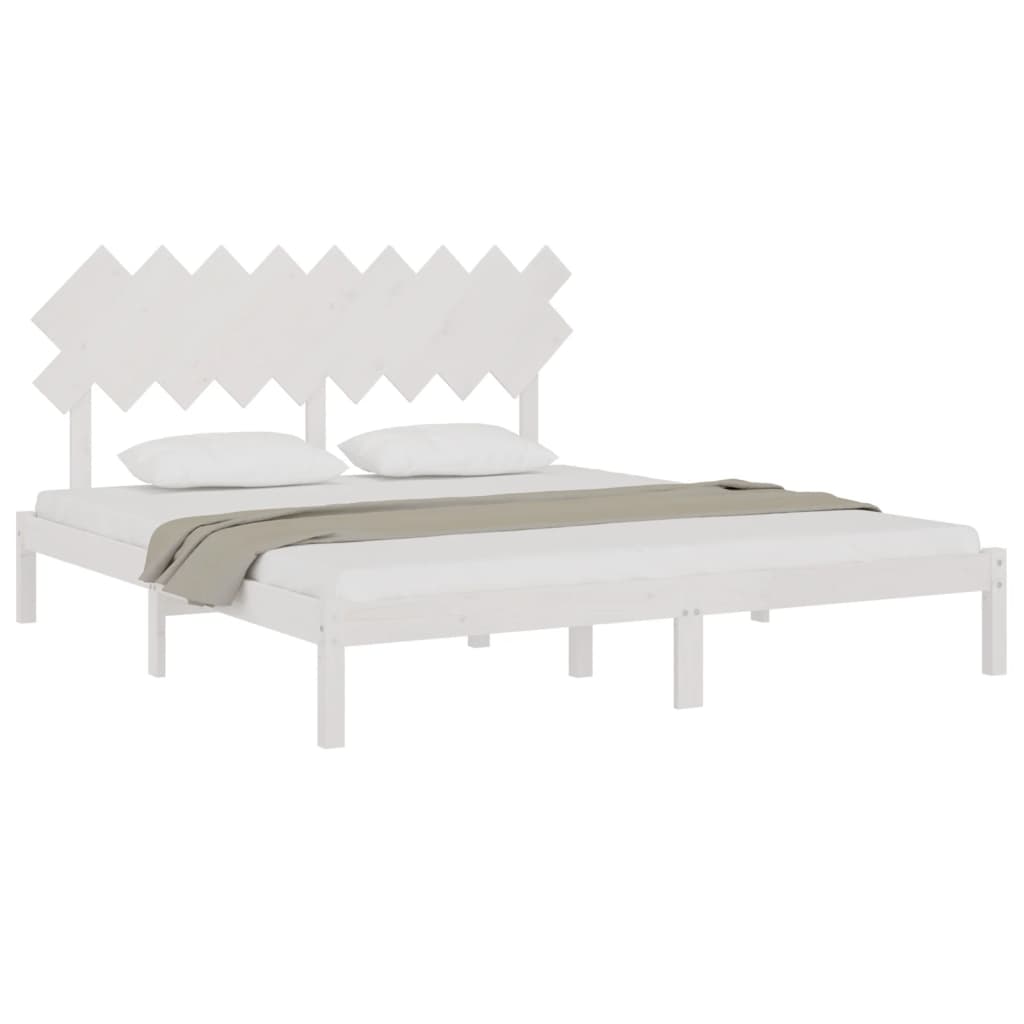 Estrutura de cama super king 180x200 cm madeira maciça branco