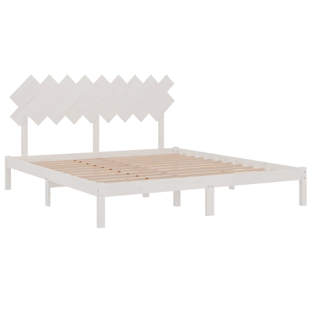 Estrutura de cama super king 180x200 cm madeira maciça branco
