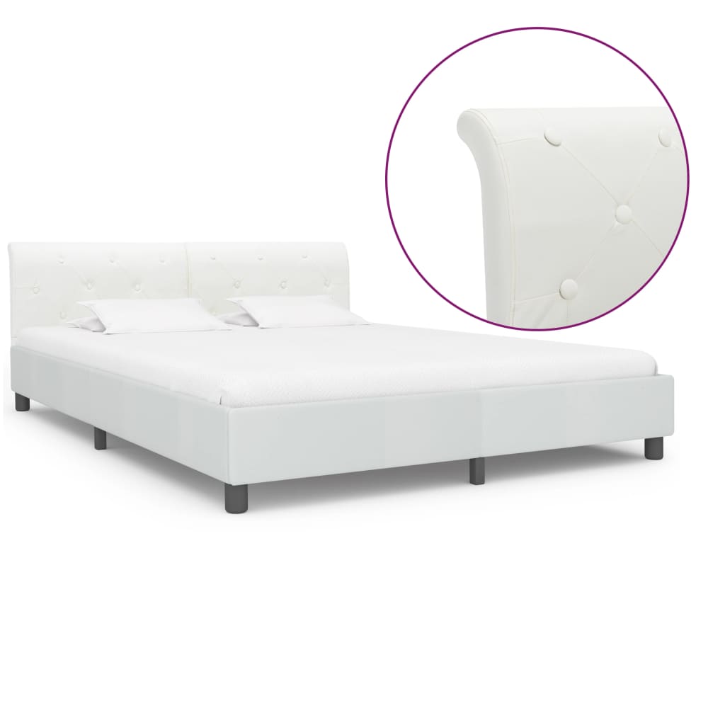 Estrutura de cama 180x200 cm couro artificial branco