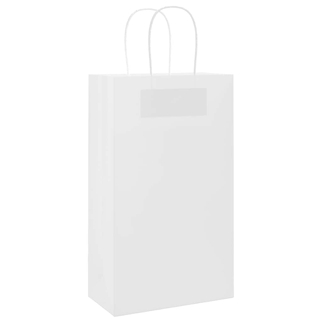 Sacos de papel 50 unid com alças branco 21x11x36 cm