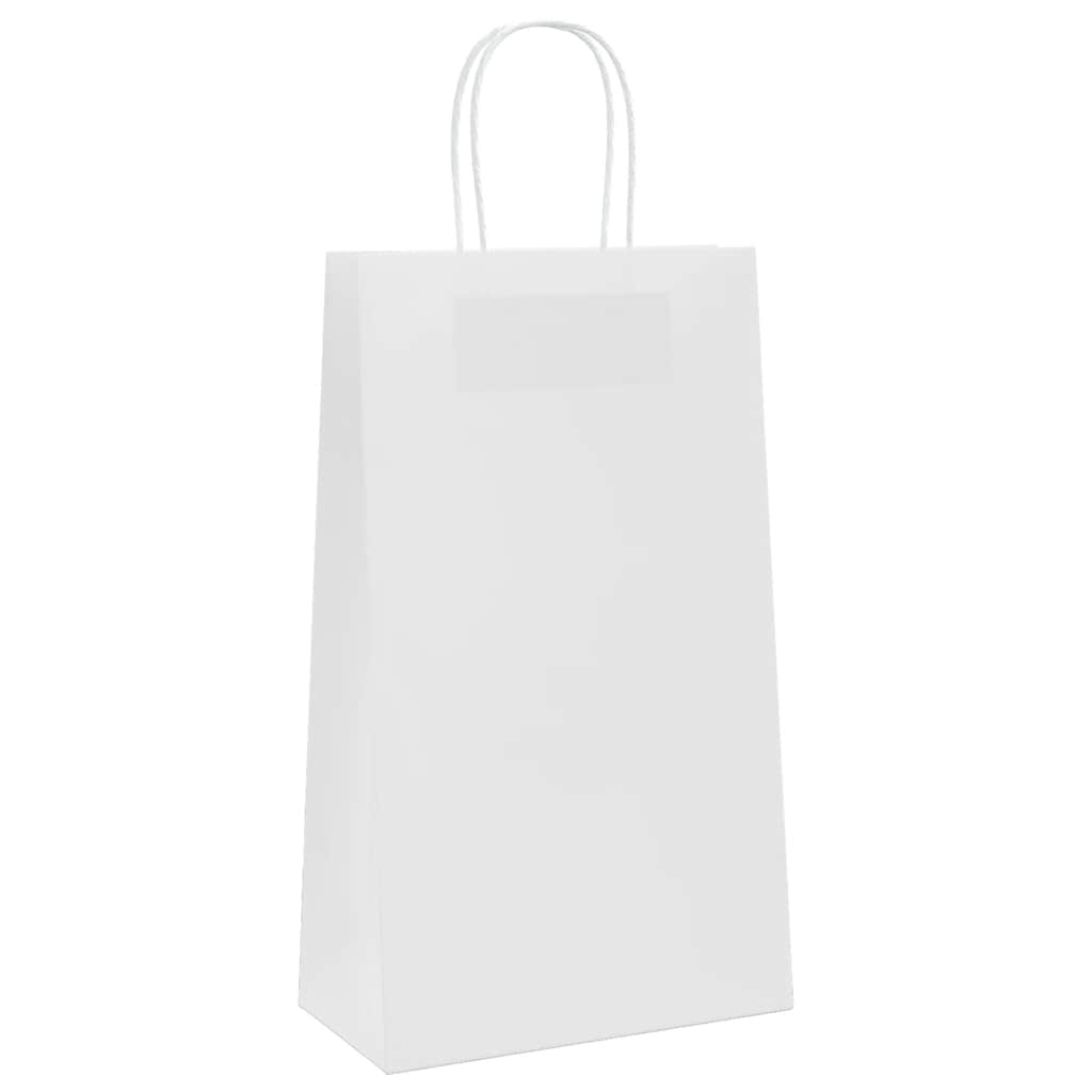 Sacos de papel 50 unid com alças branco 21x11x36 cm