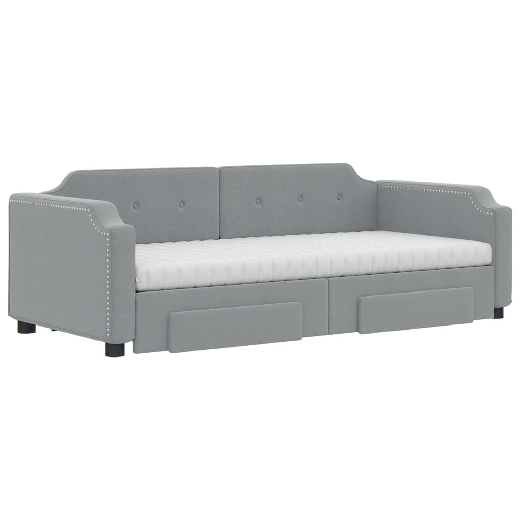 Sofá-cama c/ gavetão e gavetas 90x190 cm tecido cinzento-claro