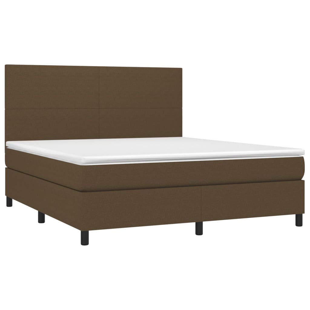 Cama com molas/colchão 180x200 cm tecido castanho-escuro