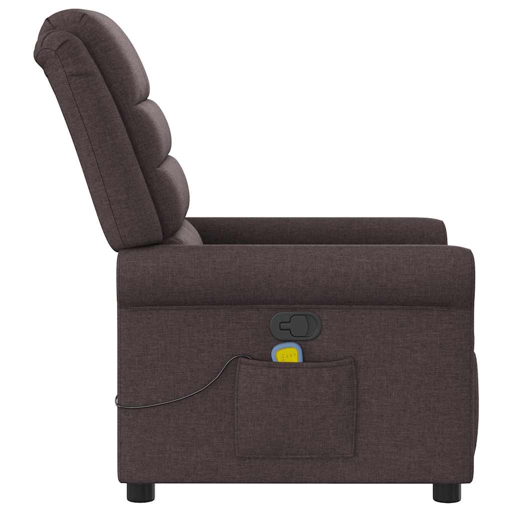 Poltrona de massagens reclinável tecido castanho-escuro
